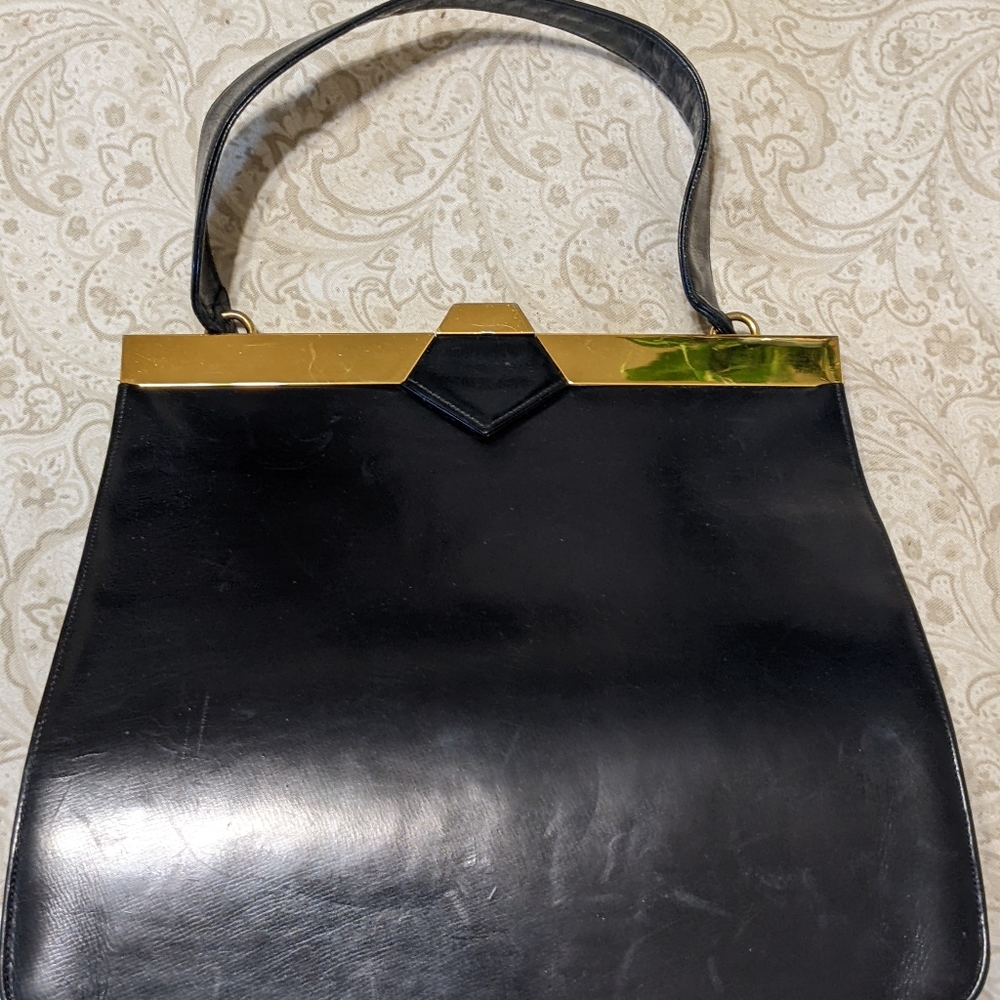 Vintage Women's Dofan Black Leather Handbag